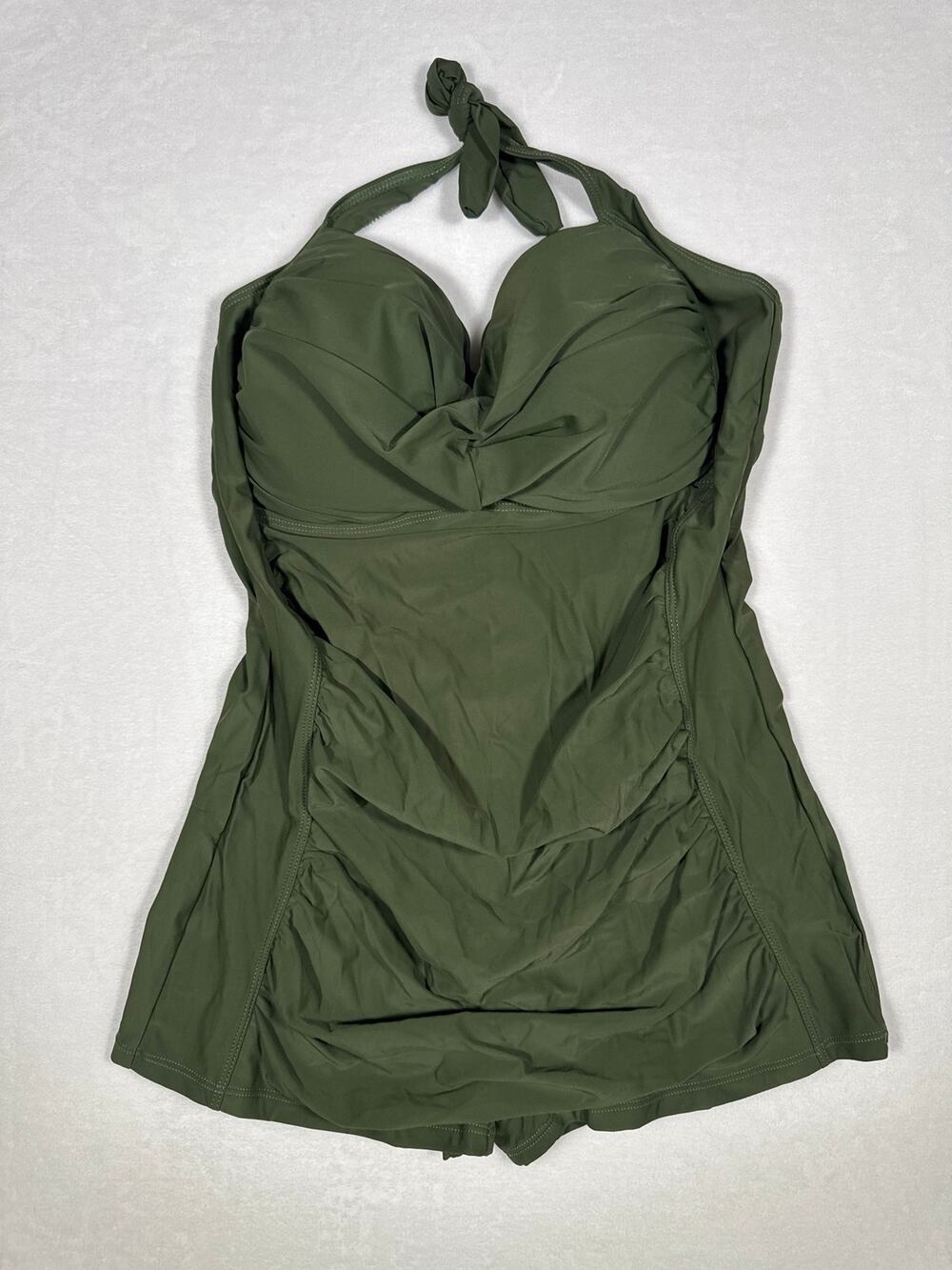 NWOT Olive Green Swimdress with Halter Top Size XL